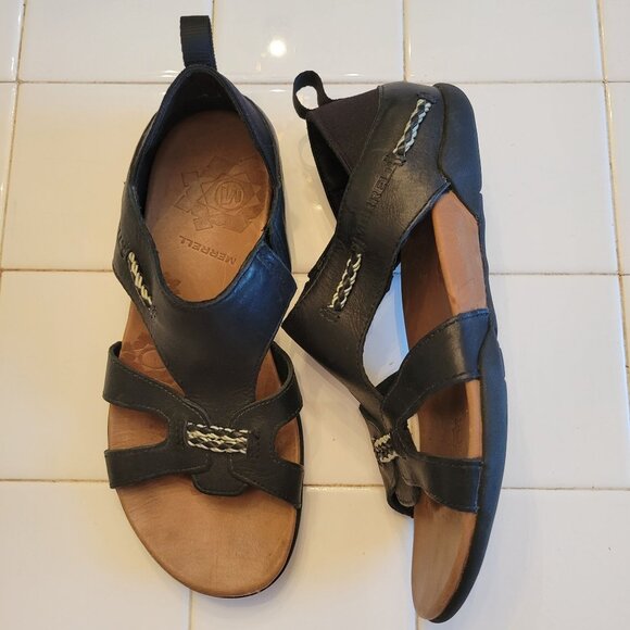 Merrell Flaxen Black Performance Sandals 6 Comfort Open Toe Hiking Outdoors - Picture 1 of 9